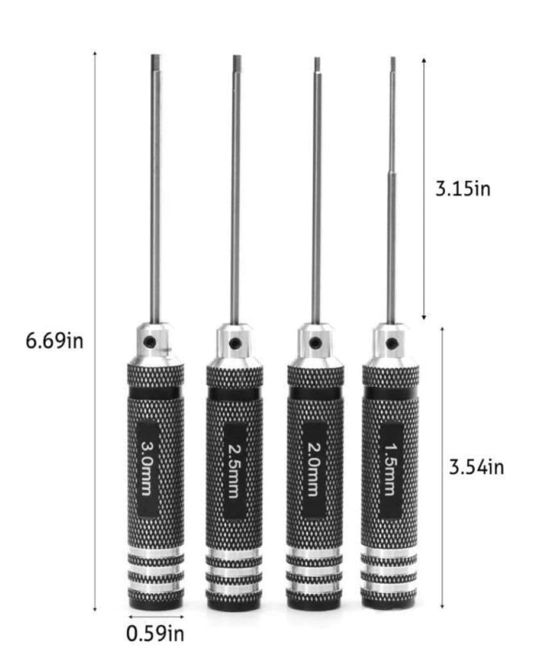 Titanium Nitride Hex Driver Wrench kit  1.5mm/2mm/2.5mm/3.0mm